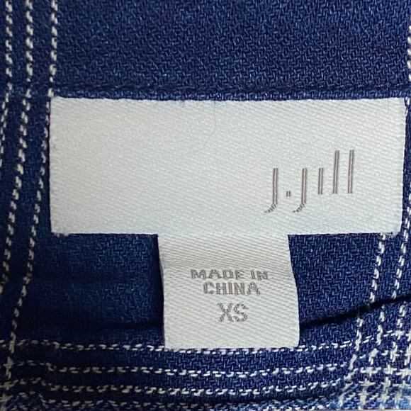 J Jill Womens Size XS Blue Plaid Blouse Top Back Buttons Cotton Boat Neck - Picture 8 of 10
